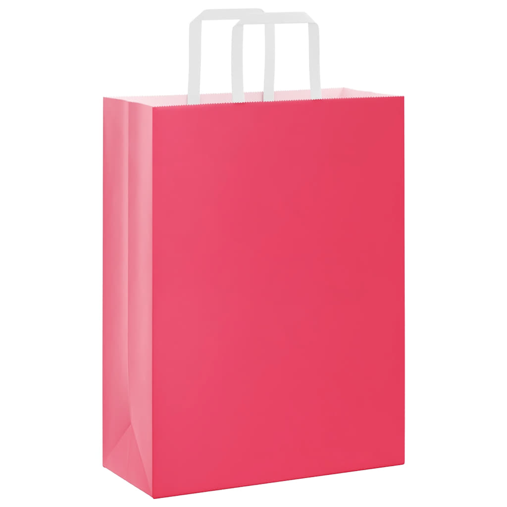 VidaXL bolsas de papel 50uds con asas 26x12x35 cm rosa