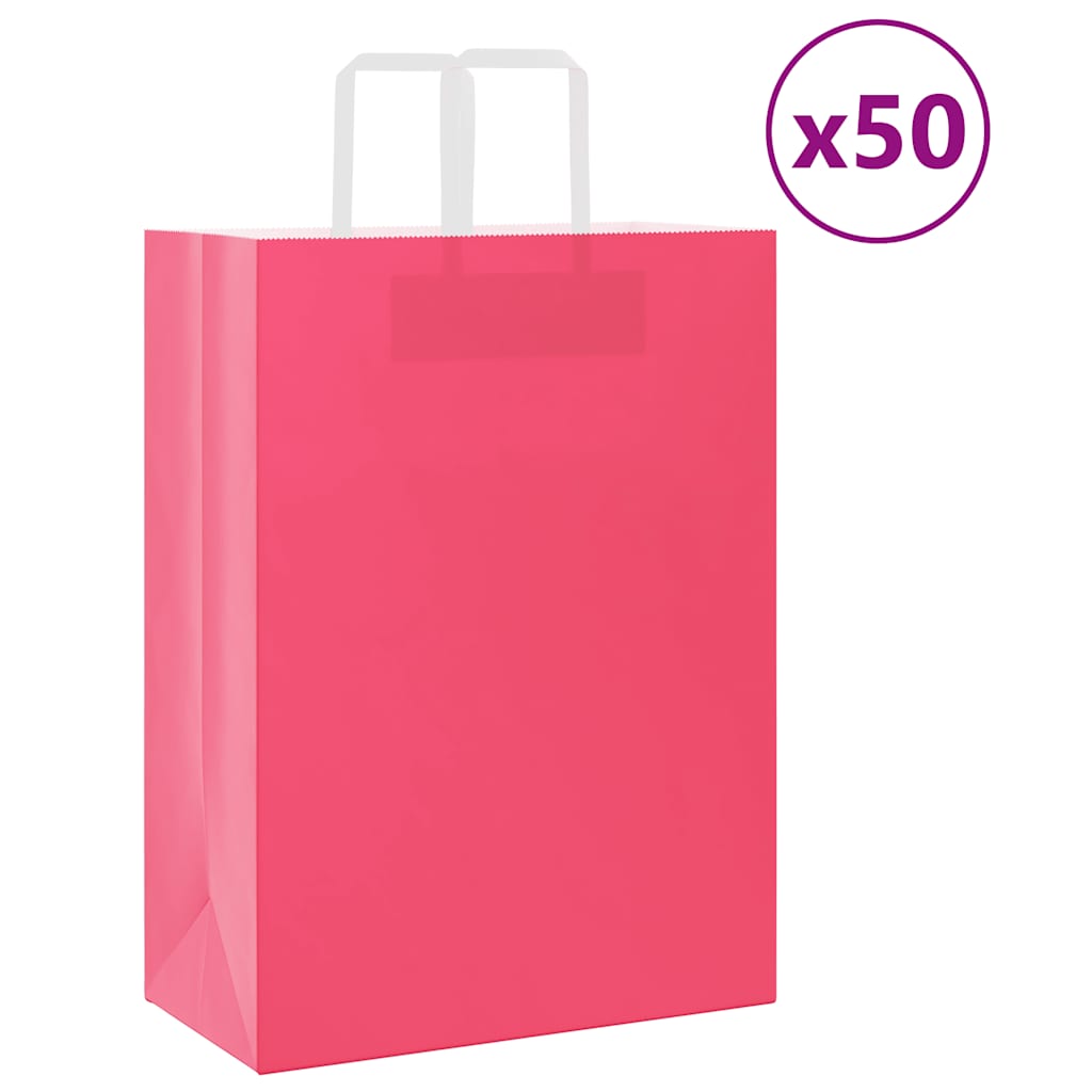 Sacchetti di carta VidaXL 50 pz con manici 32x17x44 cm rosa