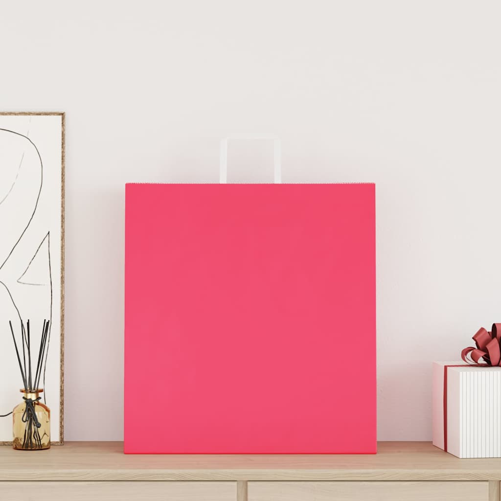 VidaXL bolsas de papel 50uds con asas 45x17x48 cm rosa