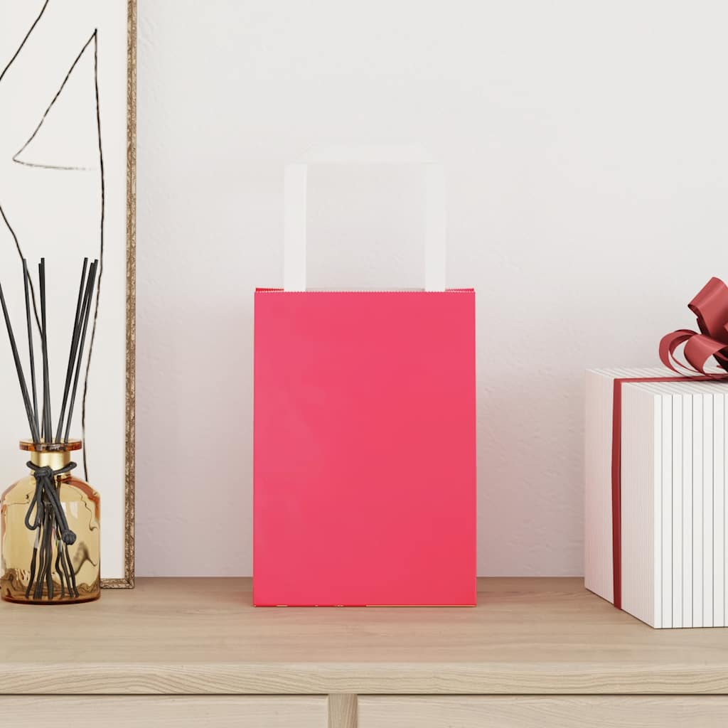 VidaXL bolsas de papel 250uds con asas 15x8x21 cm rosa