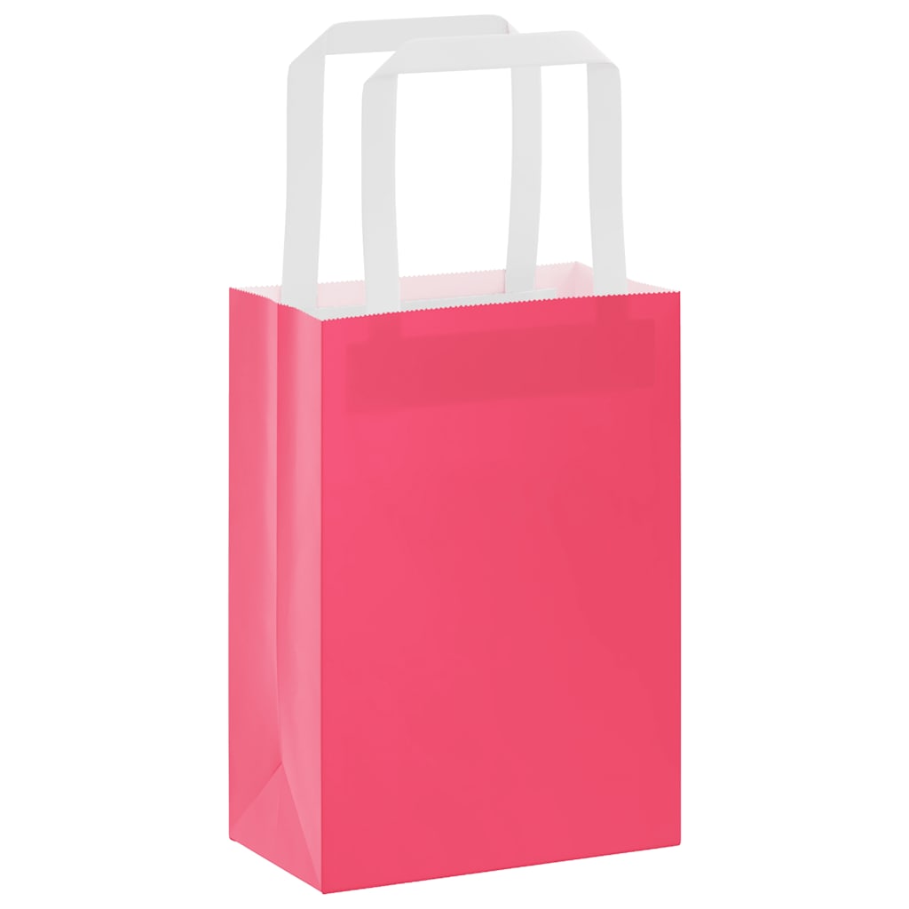 VidaXL bolsas de papel 250uds con asas 15x8x21 cm rosa