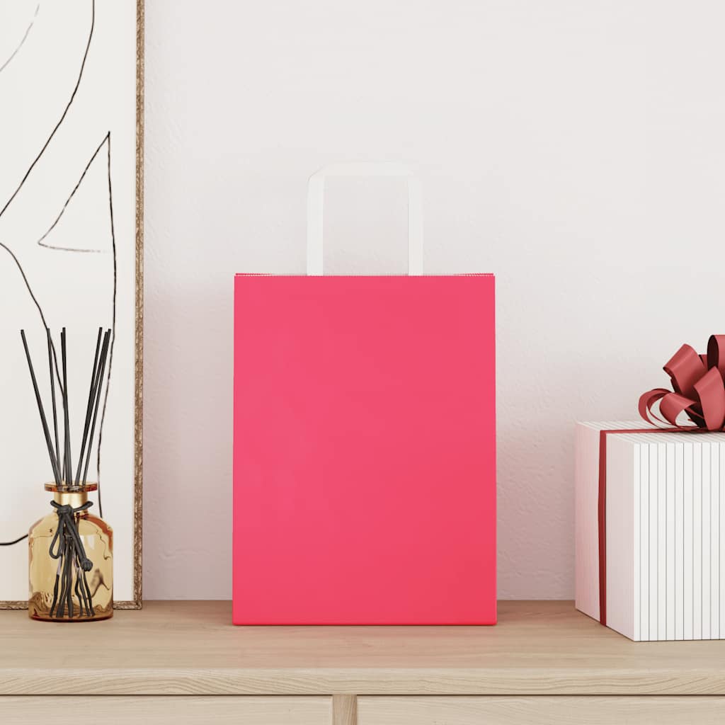 VidaXL bolsas de papel 250uds con asas 21x11x28 cm rosa