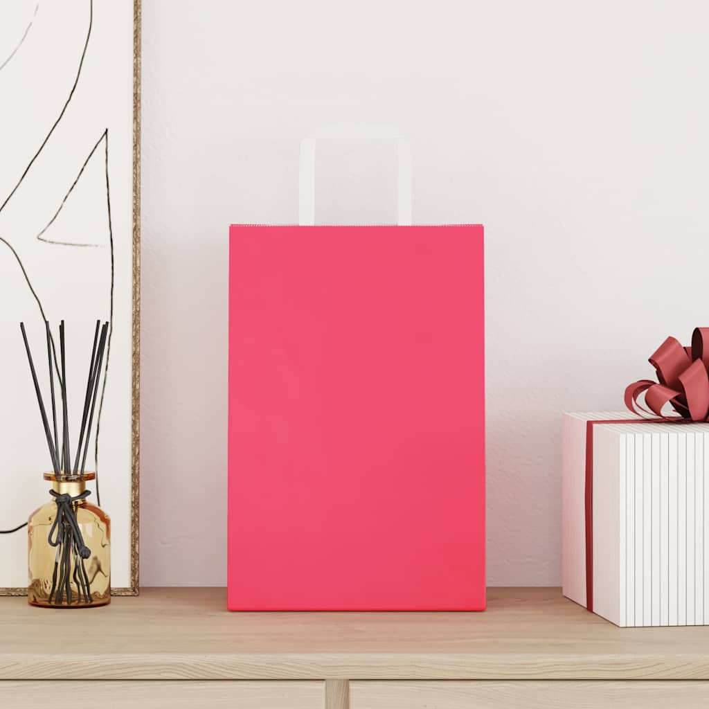 VidaXL bolsas de papel 250uds con asas 21x11x31 cm rosa