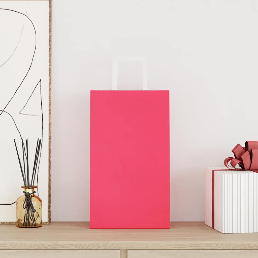 VidaXL bolsas de papel 250uds con asas 21x11x36 cm rosa