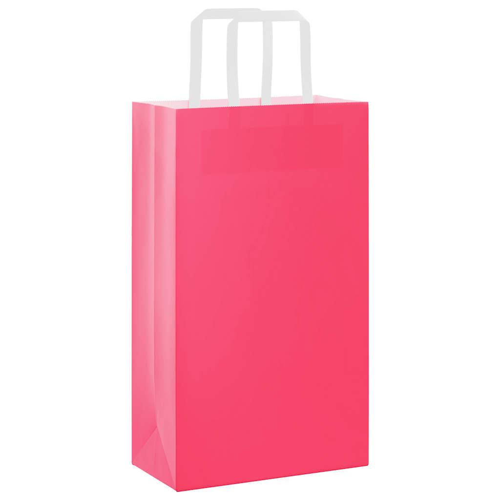 VidaXL bolsas de papel 250uds con asas 21x11x36 cm rosa