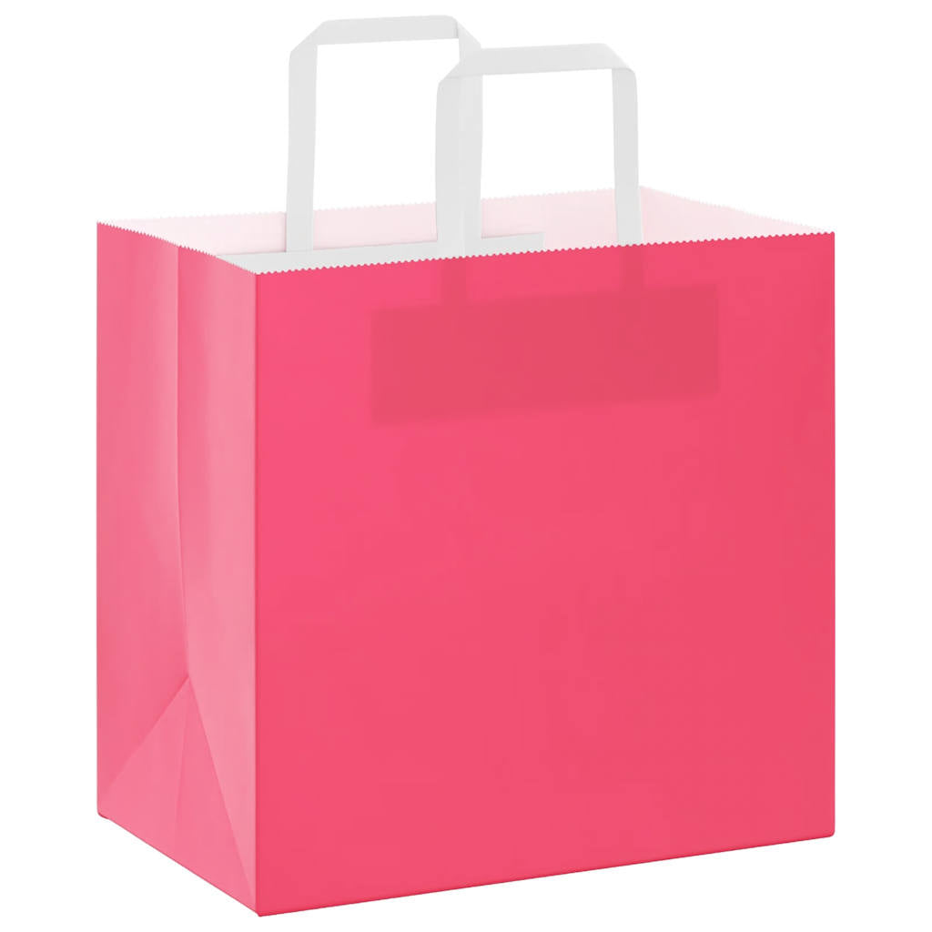 VidaXL bolsas de papel 250uds con asas 26x17x25 cm rosa