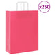 VidaXL bolsas de papel 250uds con asas 32x12x42 cm rosa