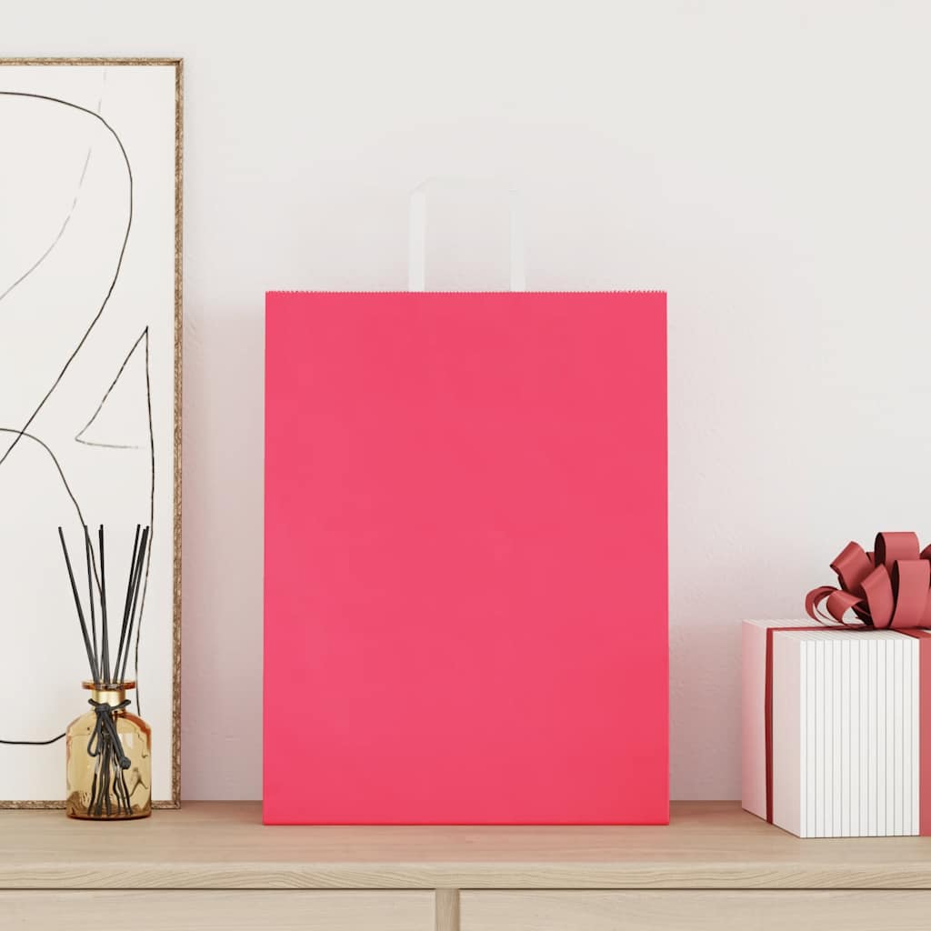 VidaXL bolsas de papel 250uds con asas 32x12x42 cm rosa