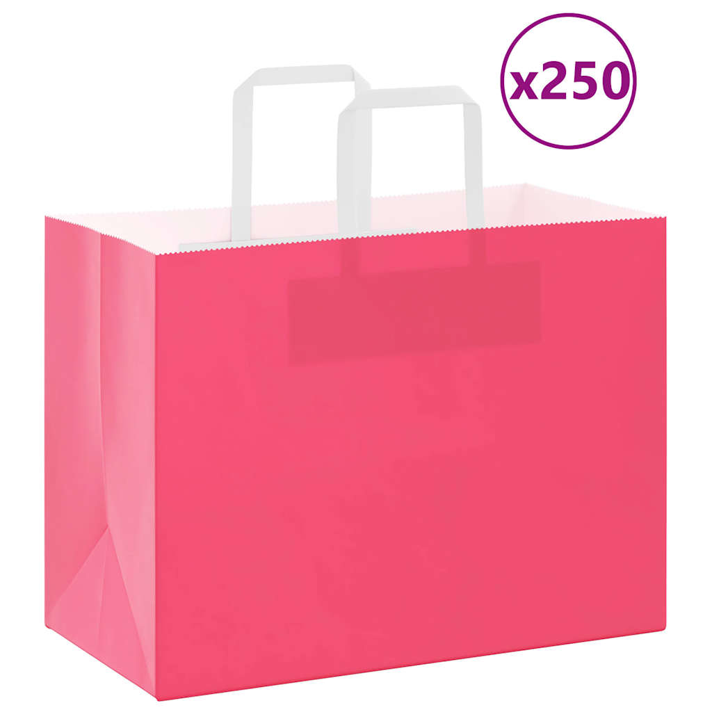 VidaXL bolsas de papel 250uds con asas 32x17x25 cm rosa