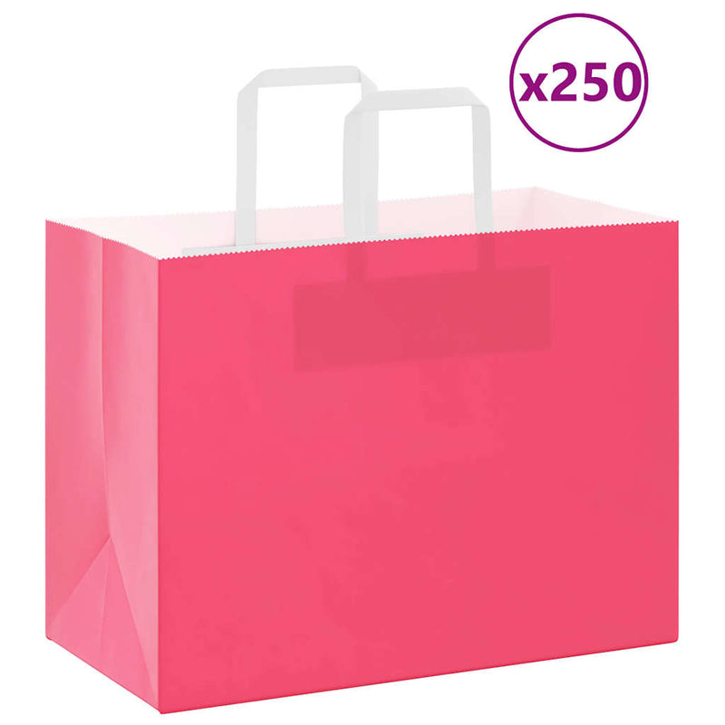 Vidaxl papieren zakken 250 st met hengsels 32x17x25 cm roze