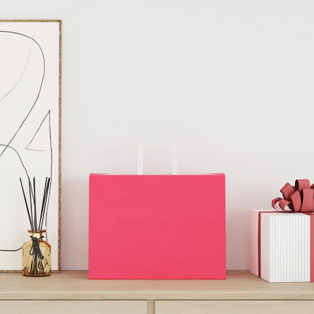 VidaXL bolsas de papel 250uds con asas 32x17x25 cm rosa