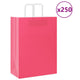 VidaXL bolsas de papel 250uds con asas 32x17x44 cm rosa