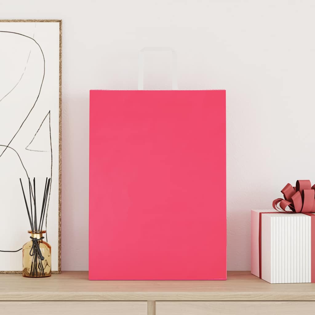 VidaXL bolsas de papel 250uds con asas 32x17x44 cm rosa