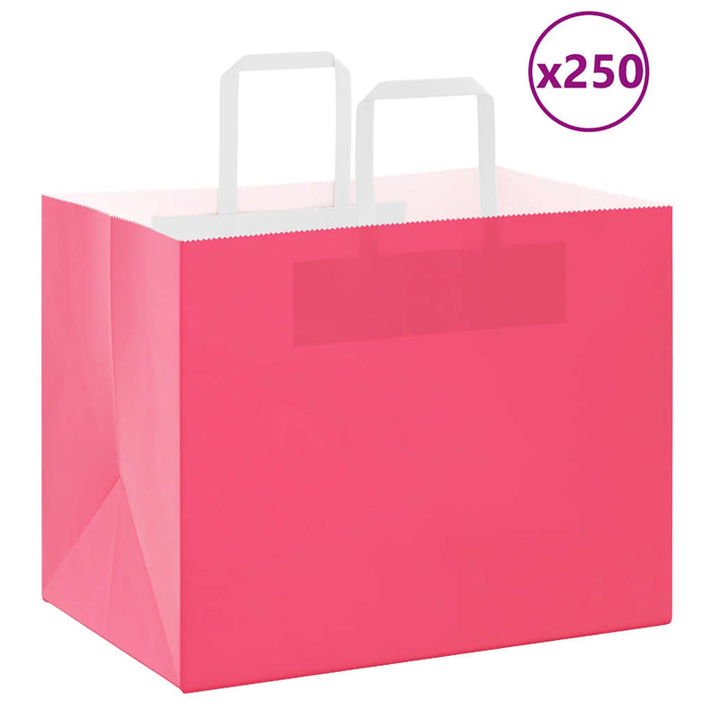 Vidaxl papieren zakken 250 st met hengsels 32x22x24 cm roze