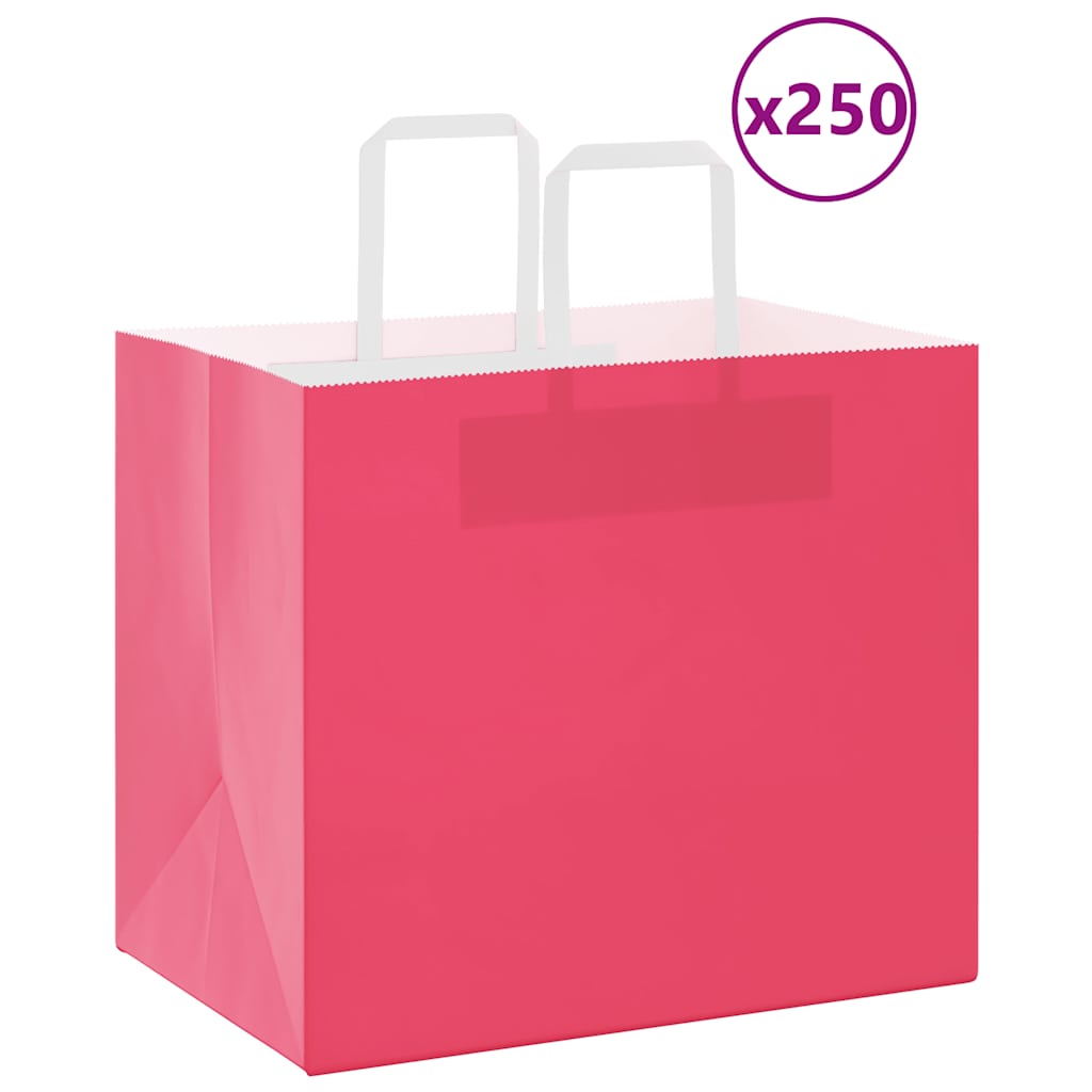 VidaXL bolsas de papel 250uds con asas 32x22x28 cm rosa