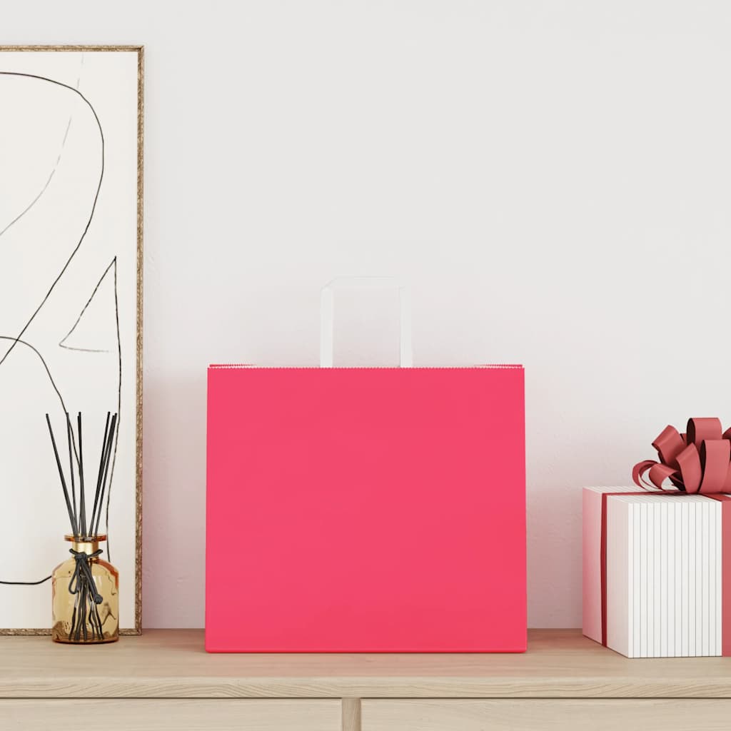 VidaXL bolsas de papel 250uds con asas 32x22x28 cm rosa