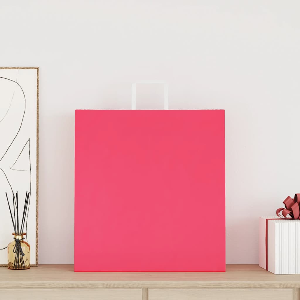 VidaXL bolsas de papel 250uds con asas 45x17x48 cm rosa