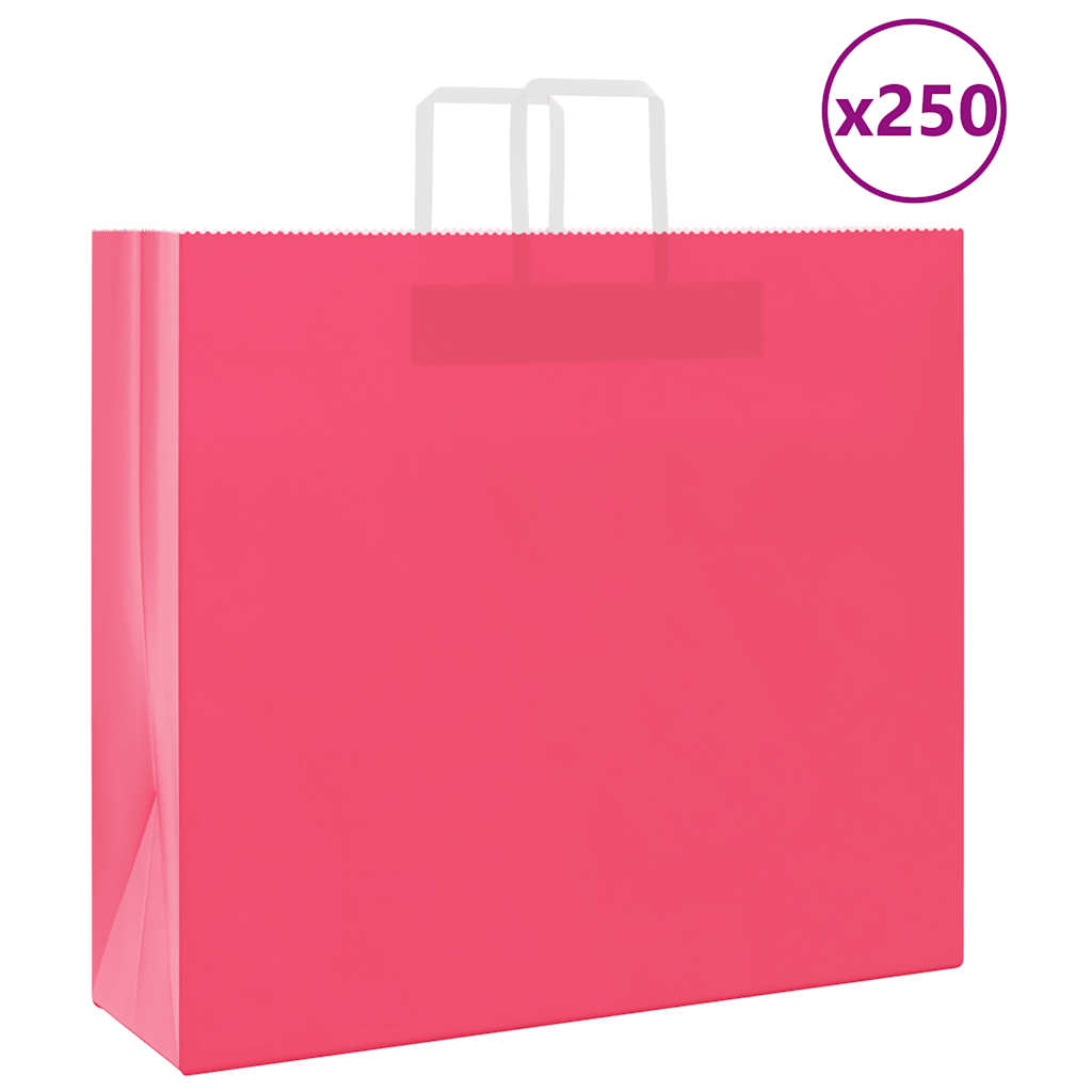 VidaXL bolsas de papel 250uds con asas 54x15x49 cm rosa