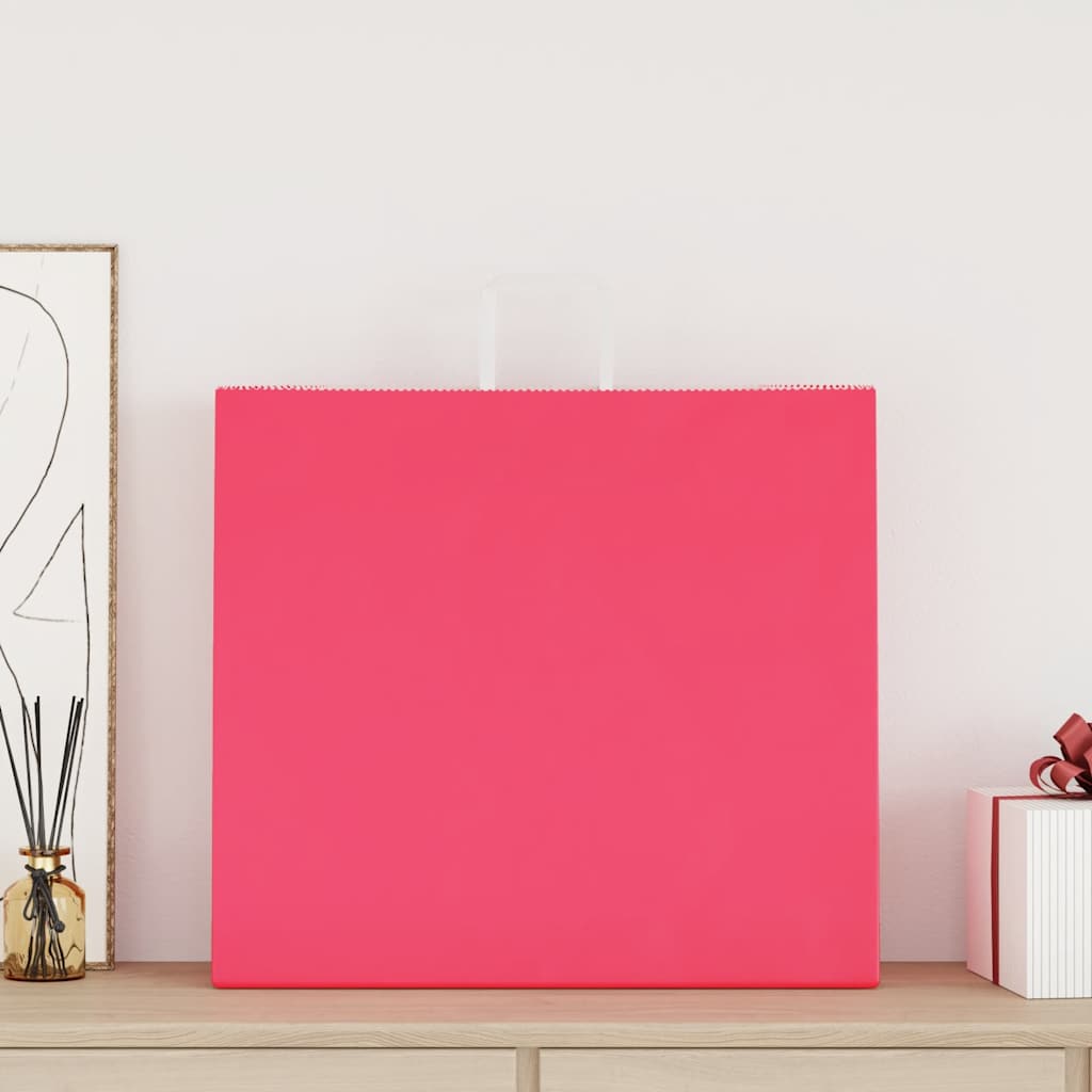 VidaXL bolsas de papel 250uds con asas 54x15x49 cm rosa