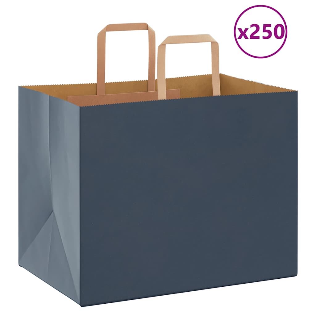 VidaXL bolsas de papel 250uds con asas 32x22x24 cm azul