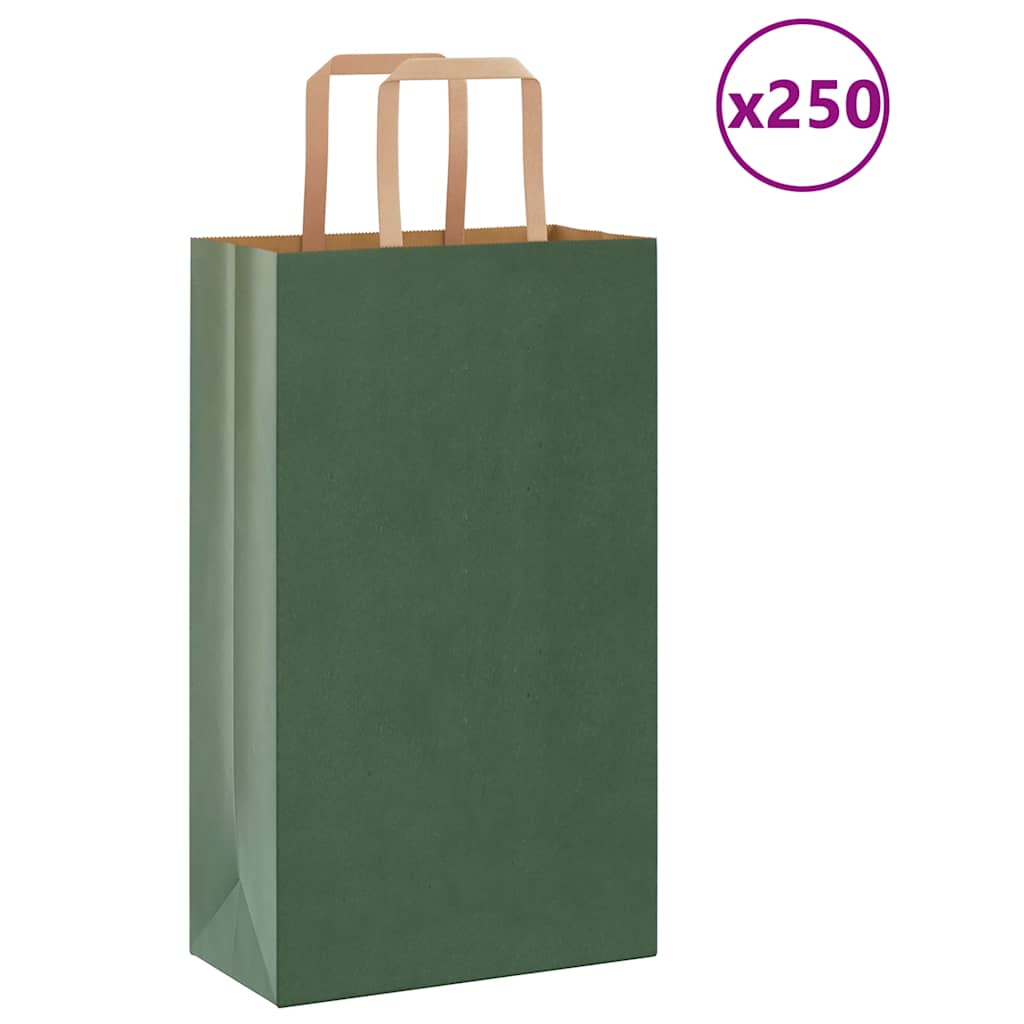 vidaxxl bolsas de papel 250uds con asas 21x11x36 cm verde