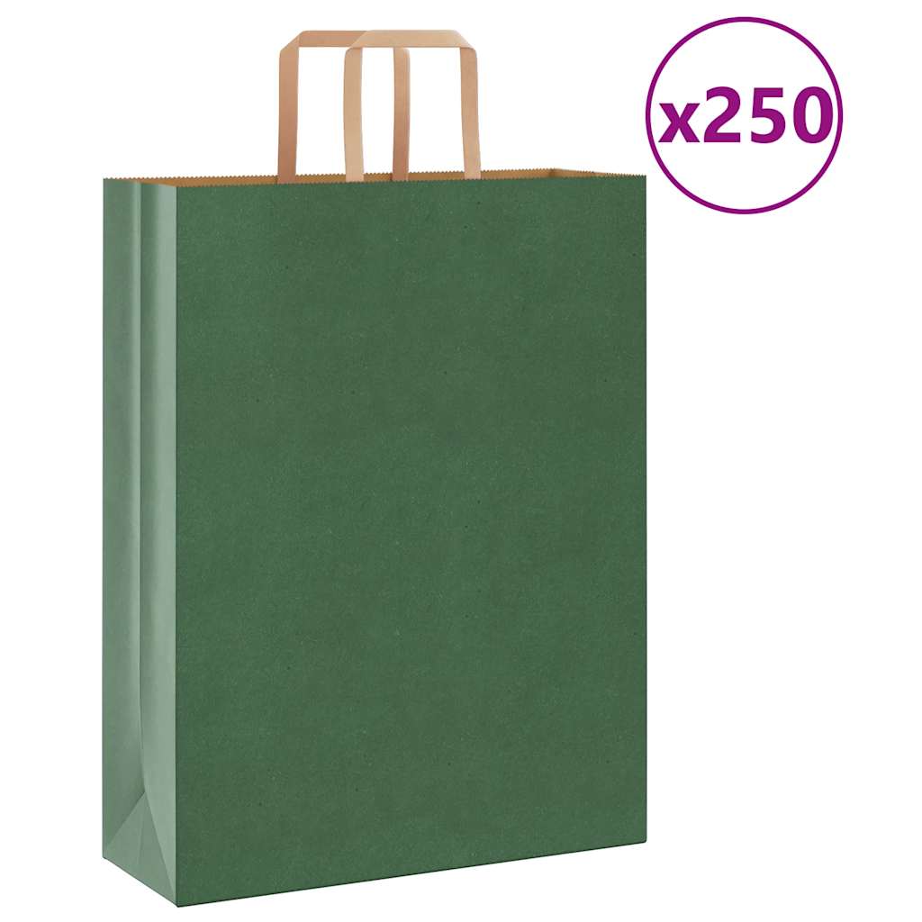 Sacchetti di carta VidaXL 250 pz con manici 32x12x42 cm verde