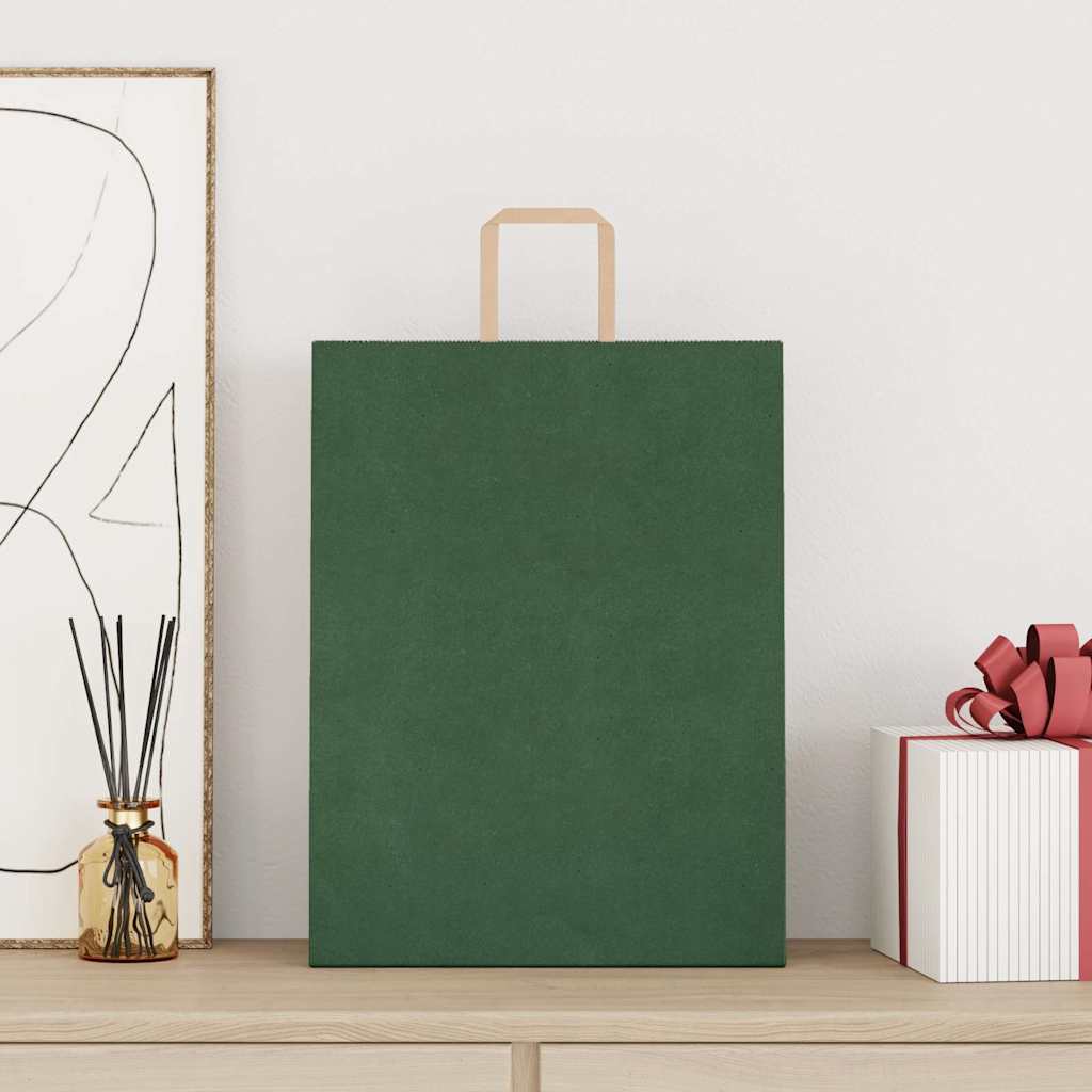 Sacchetti di carta VidaXL 250 pz con manici 32x12x42 cm verde