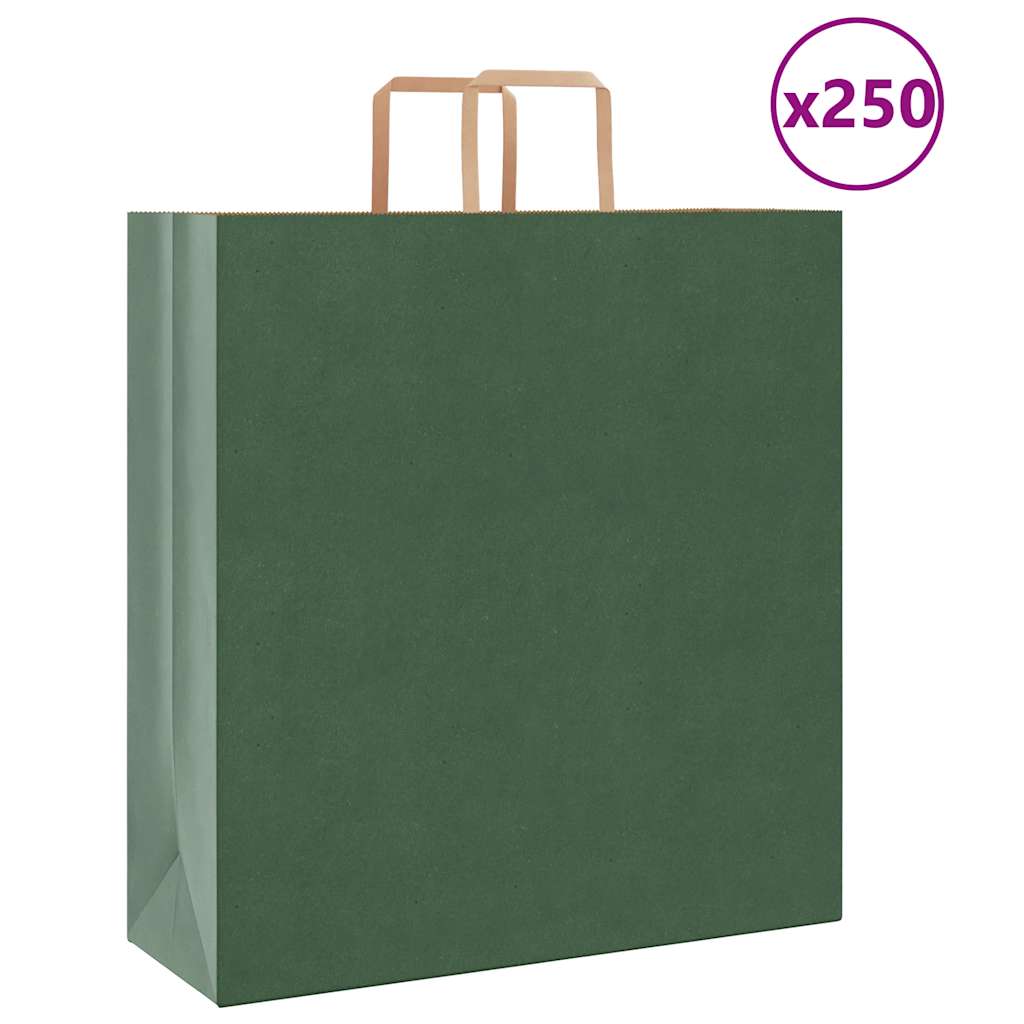 Sacchetti di carta VidaXL 250 pz con manici 45x17x48 cm verde