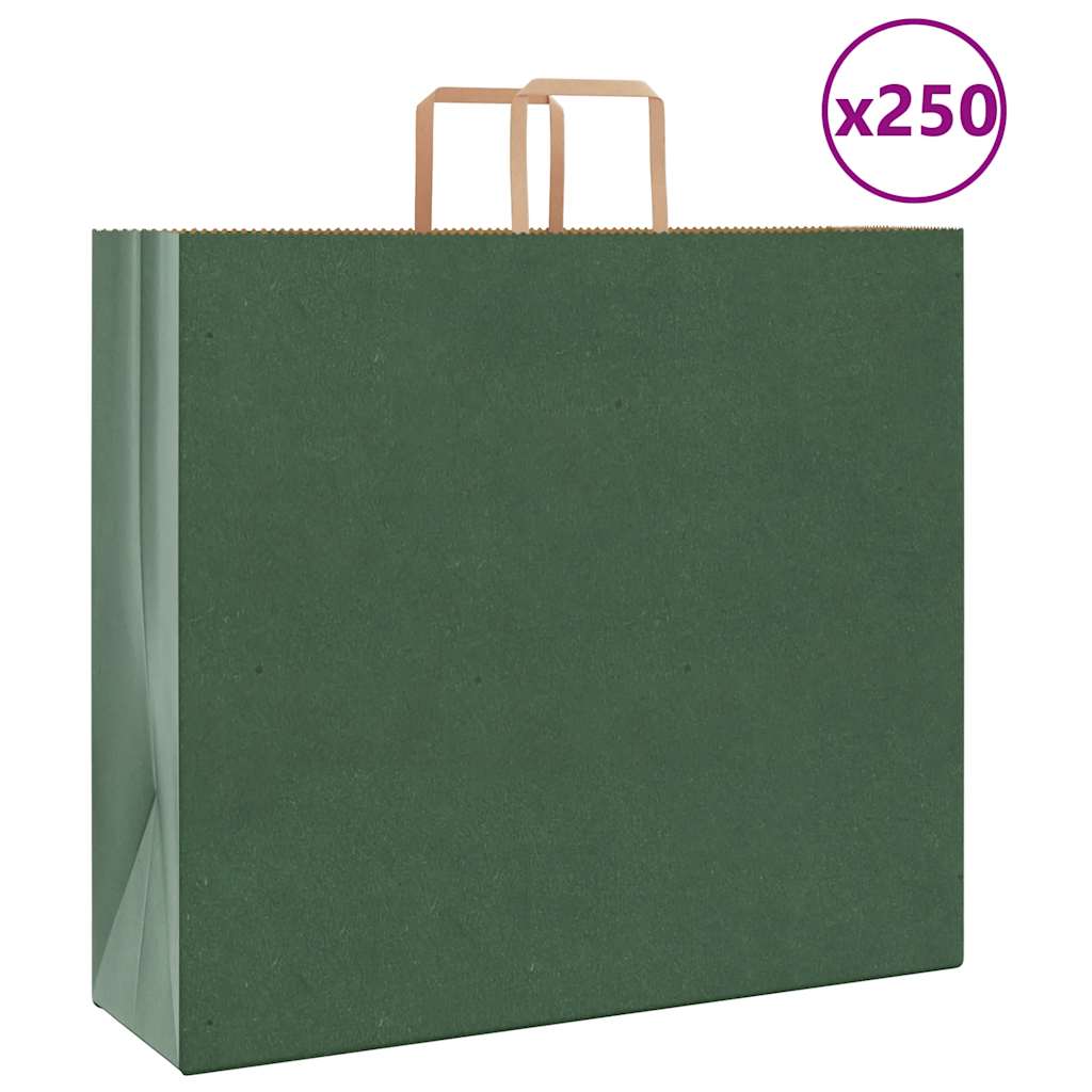VidaXL bolsas de papel 250uds con asas 54x15x49 cm verde