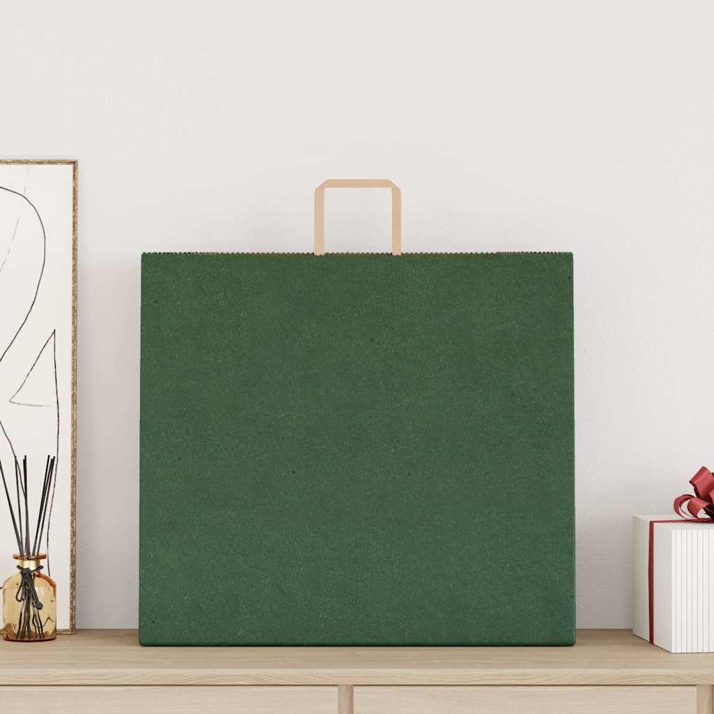 VidaXL bolsas de papel 250uds con asas 54x15x49 cm verde