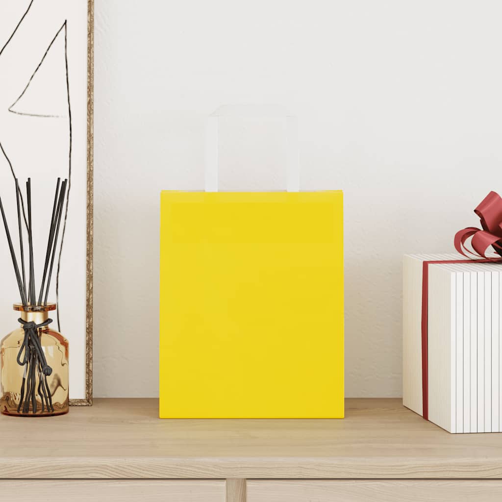 VidaXL bolsas de papel 50uds con asas 18x8x22 cm amarillo