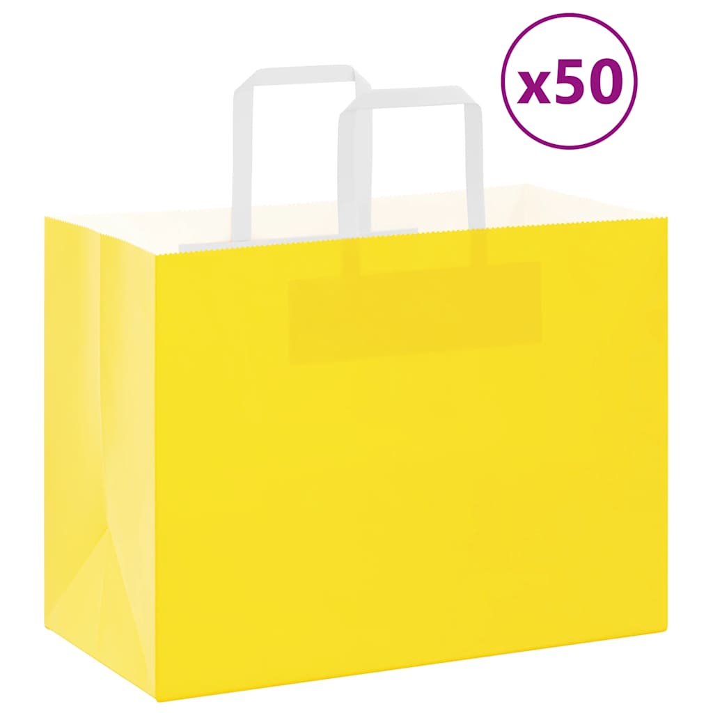 VidaXL bolsas de papel 50uds con asas 32x17x25 cm amarillo