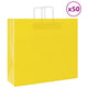 VidaXL bolsas de papel 50uds con asas 54x15x49 cm amarillo