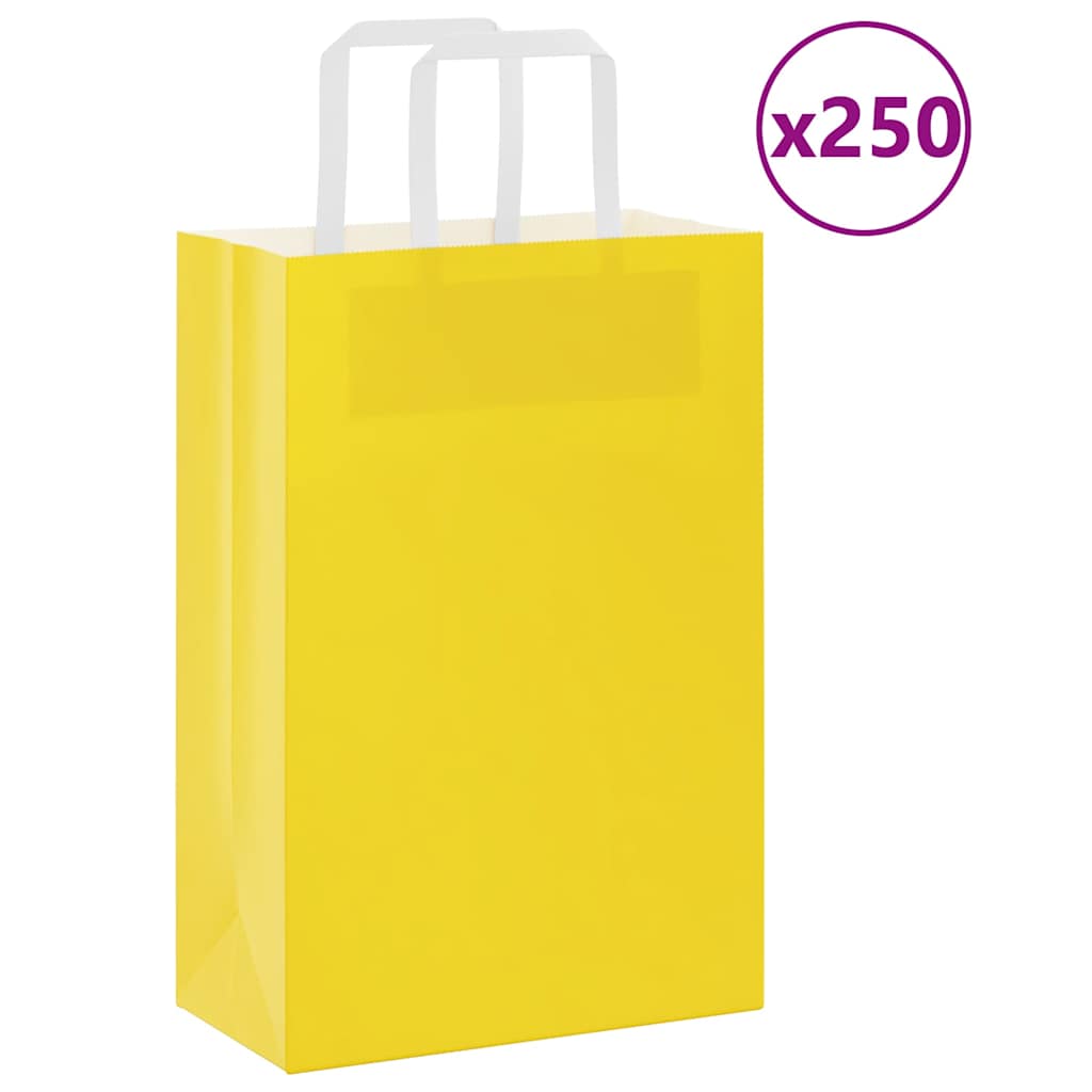 vidaxxl bolsas de papel 250uds con asas 21x11x31 cm amarillo