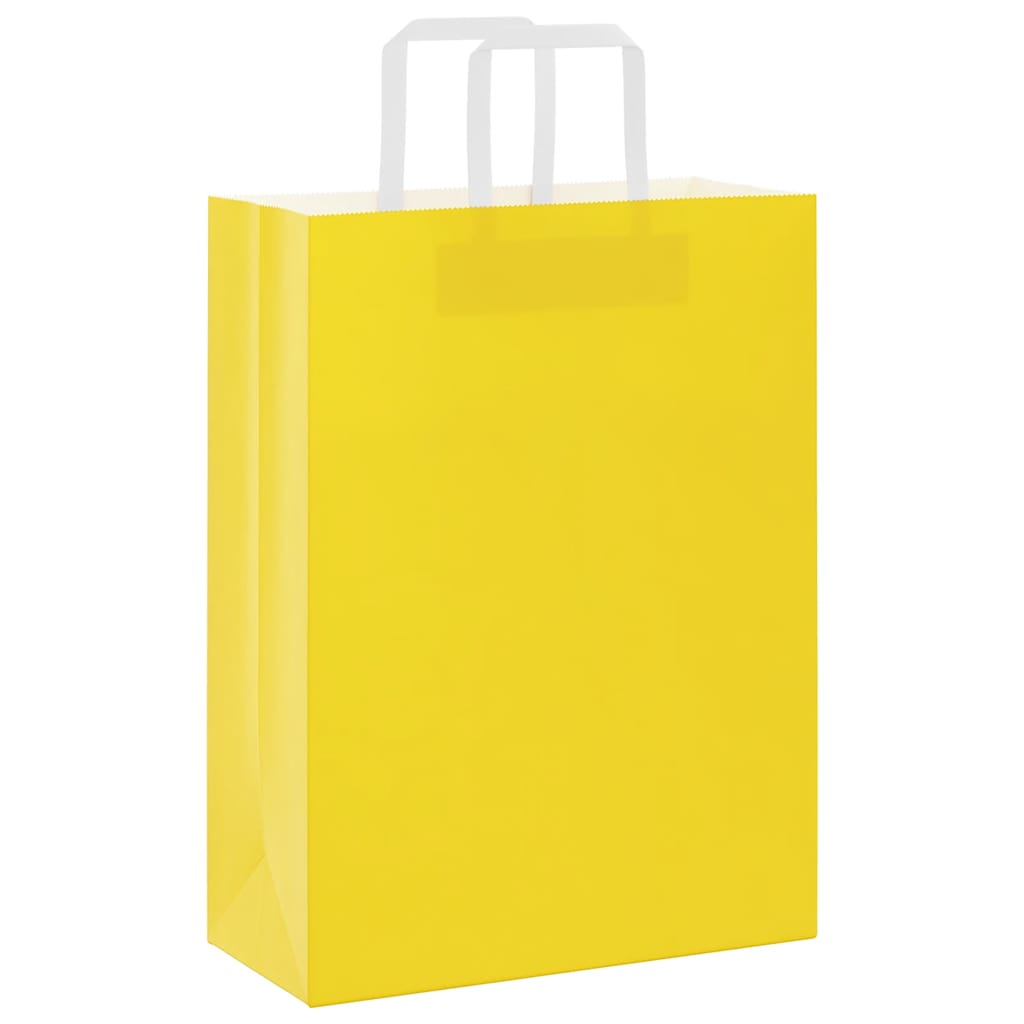 Sacchetti di carta VidaXL 250 pz con manici 26x12x35 cm gialli