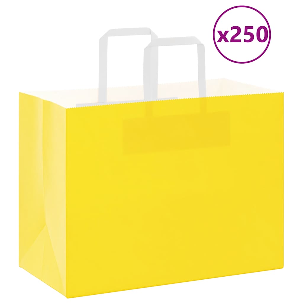 Sacchetti di carta VidaXL 250 pz con manici 32x17x25 cm gialli