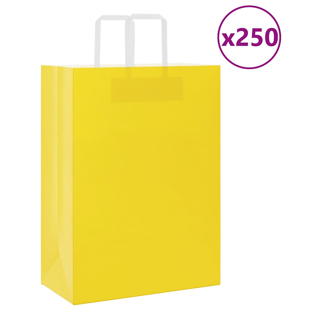 Sacchetti di carta VidaXL 250 pz con manici 32x17x44 cm gialli