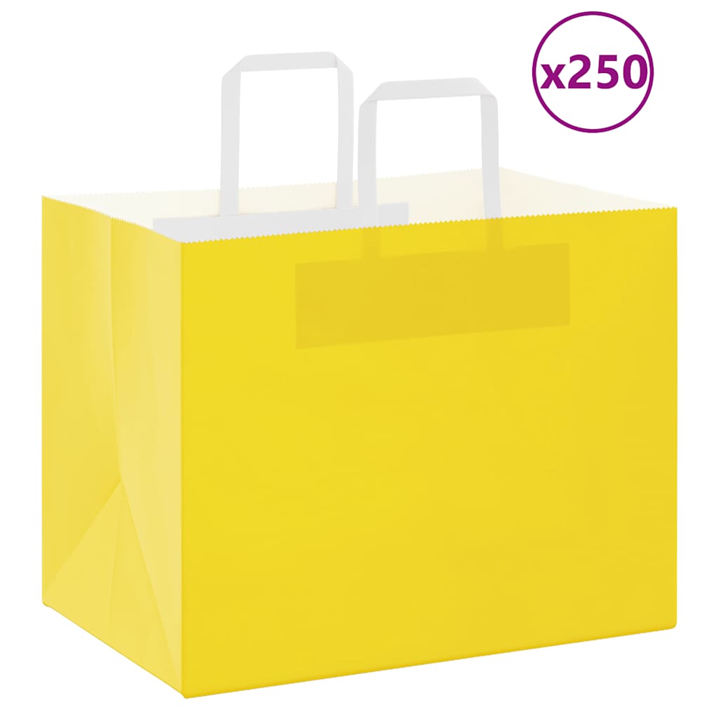 VidaXL bolsas de papel 250uds con asas 32x22x24 cm amarillo