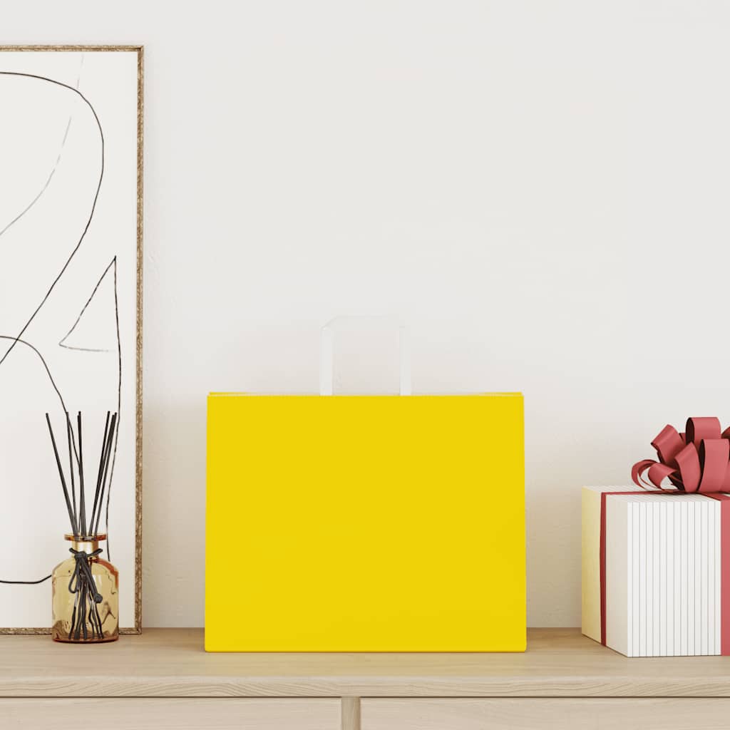 VidaXL bolsas de papel 250uds con asas 32x22x24 cm amarillo