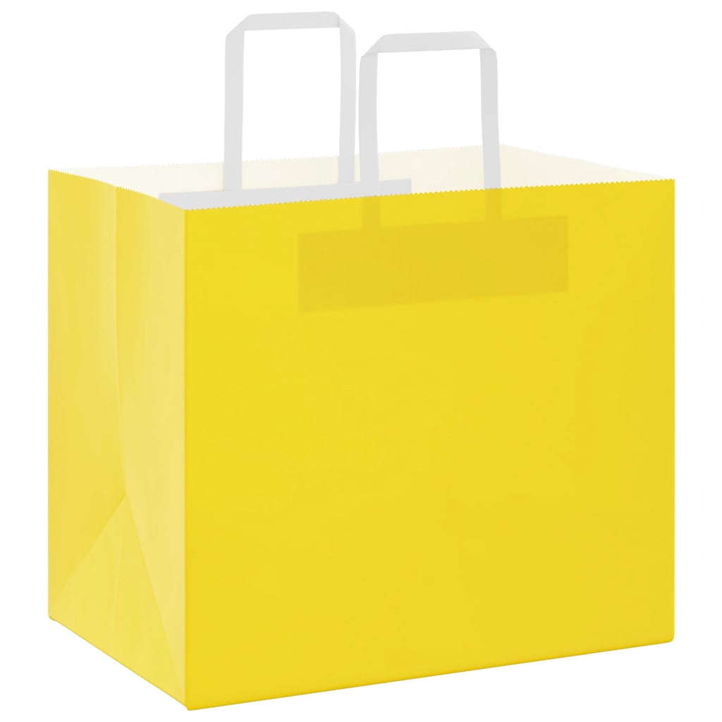 VidaXL bolsas de papel 250uds con asas 32x22x28 cm amarillo