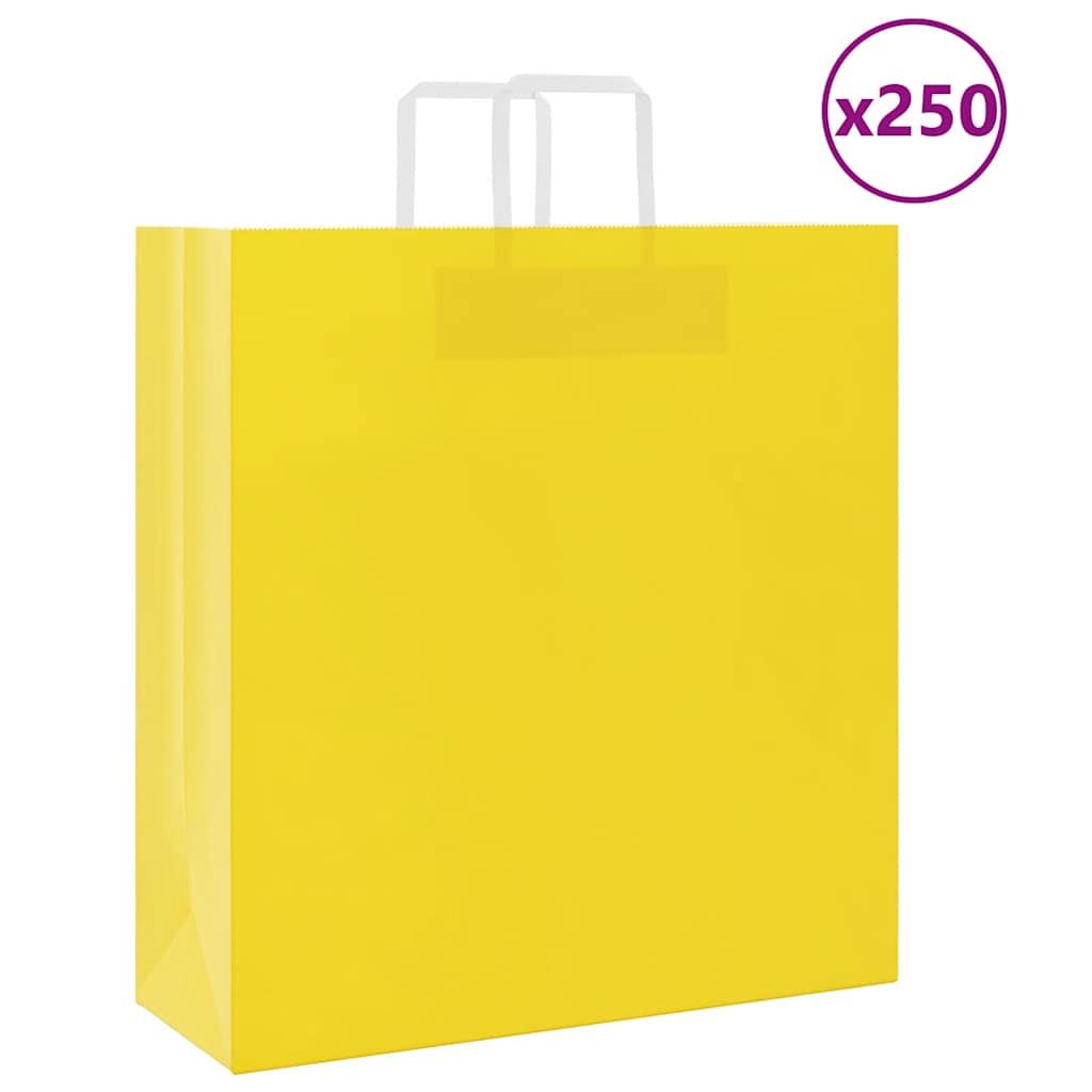 VidaXL bolsas de papel 250uds con asas 45x17x48 cm amarillo