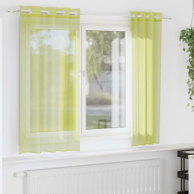 Vidaxl gordijnen voile met doorvoertules 2 st 140x140 cm appelgroen