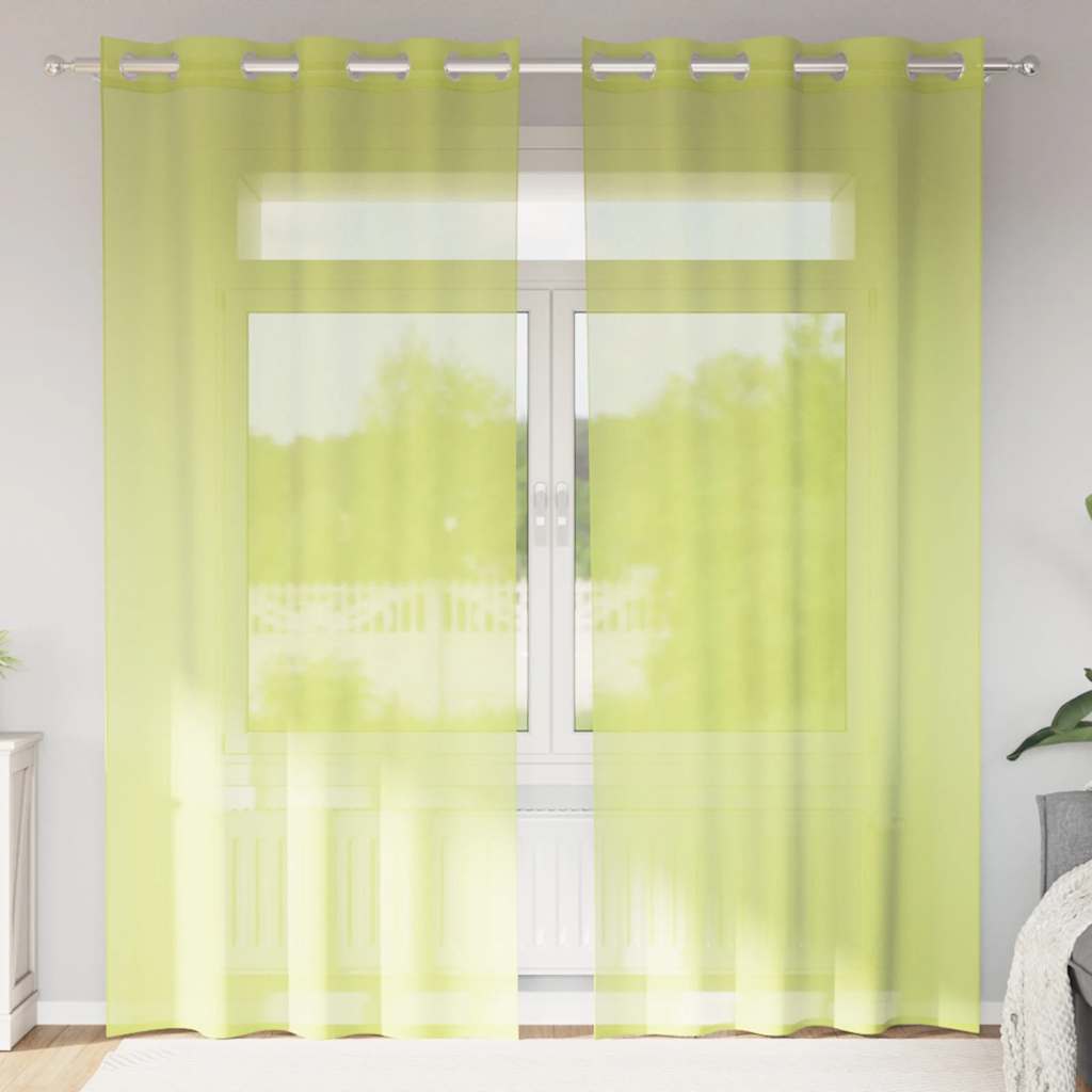 Vidaxx cortinas voile con ojales 2 piezas 140x225 cm verde manzana