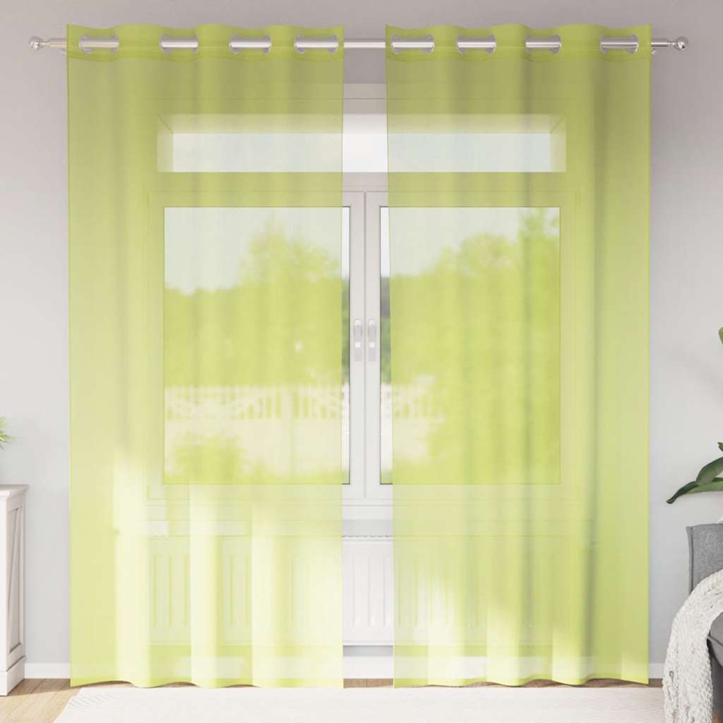 Vidaxx cortinas voile con ojales 2 piezas 140x245 cm verde manzana