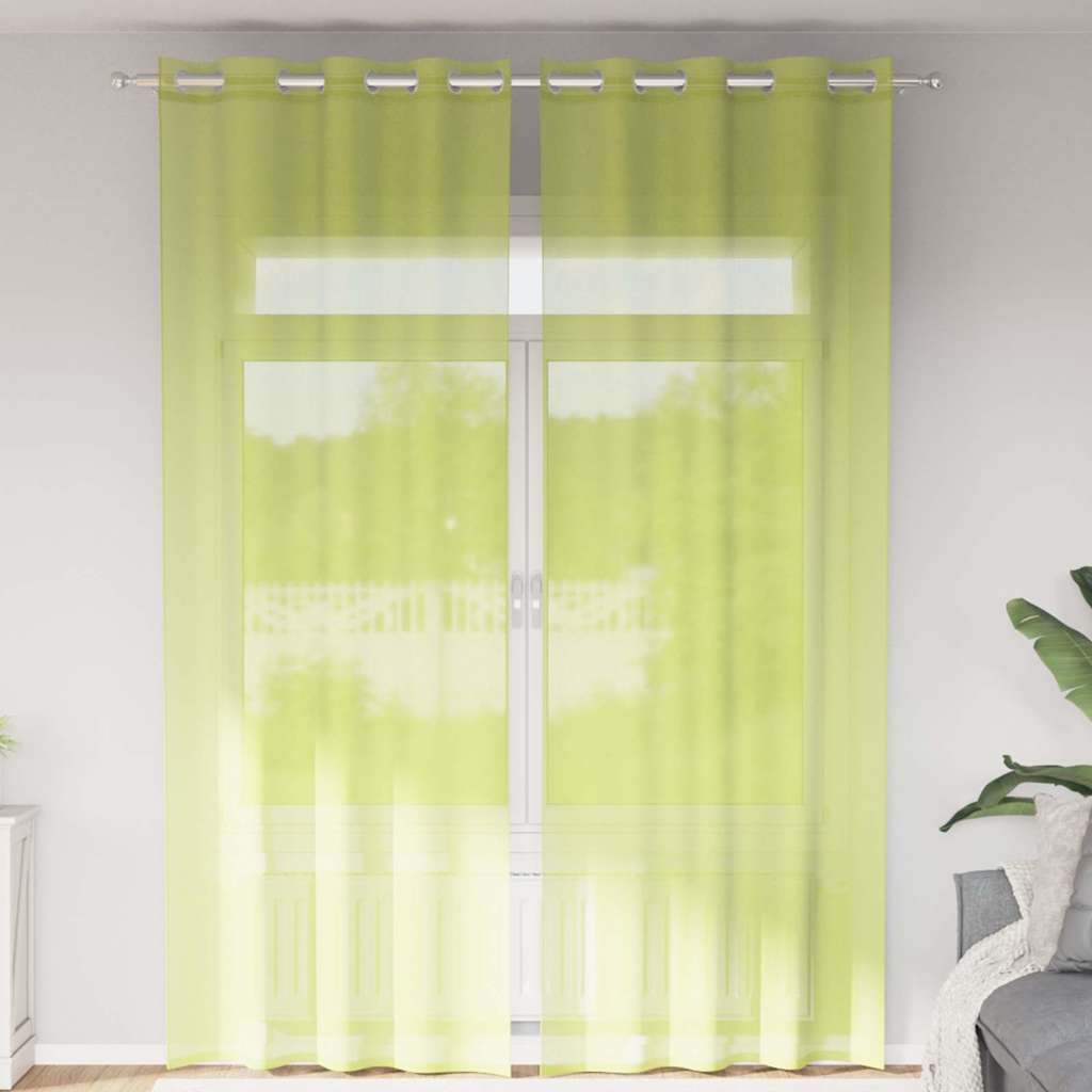 Tende in voile Vidaxx con occhielli 2 pz 140x300 cm verde mela