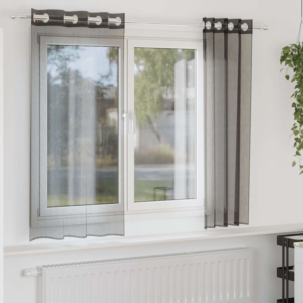 Tende Vidaxx voile con occhielli 2 pz 140x140 cm nere