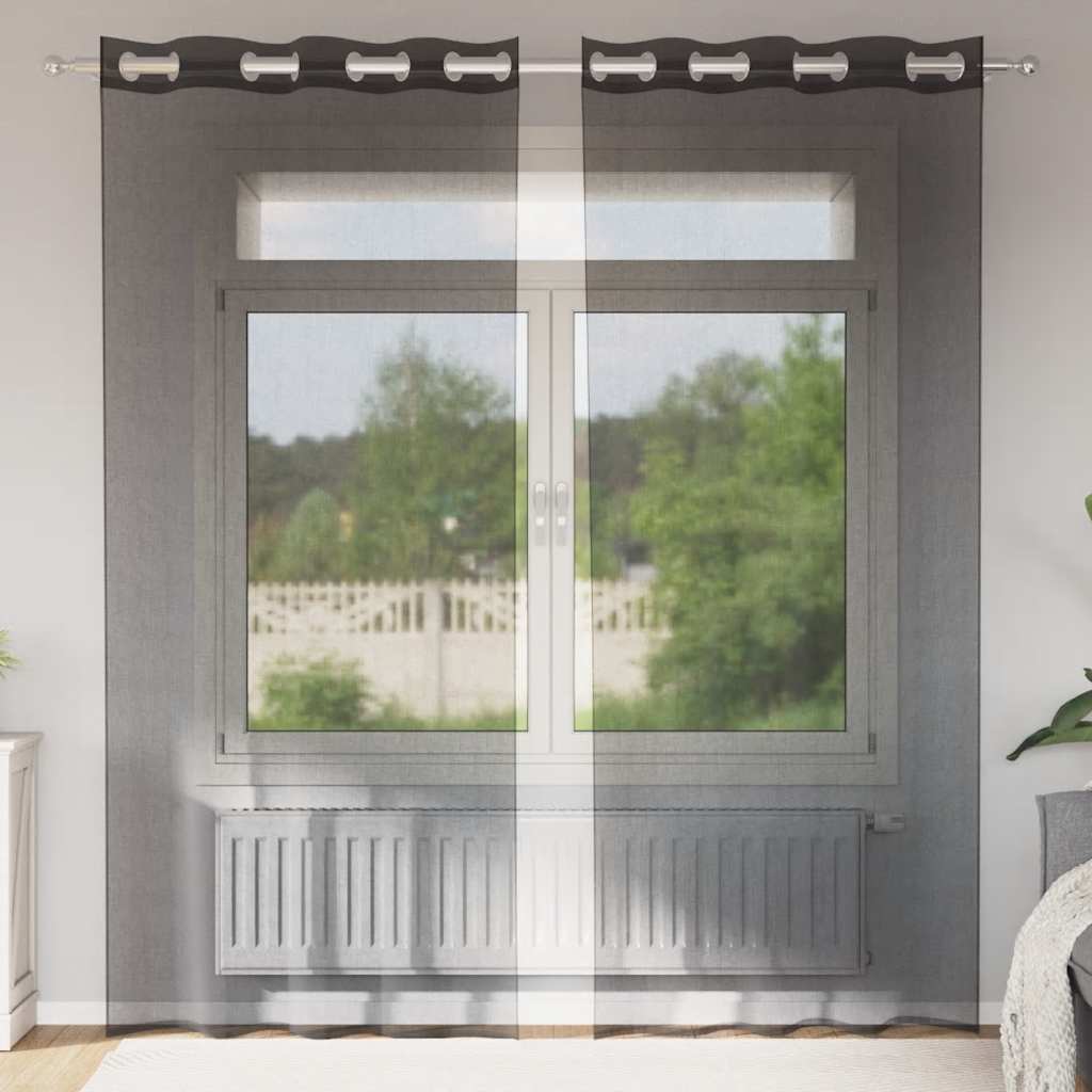 Tende Vidaxx voile con occhielli 2 pz 140x245 cm nere