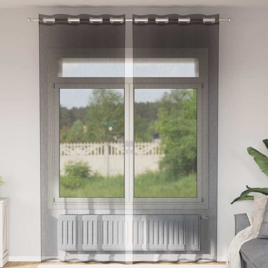 Tende Vidaxx voile con occhielli 2 pz 140x260 cm nere