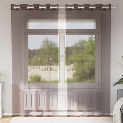 Tende Vidaxx voile con occhielli 2 pz 140x225 cm marrone