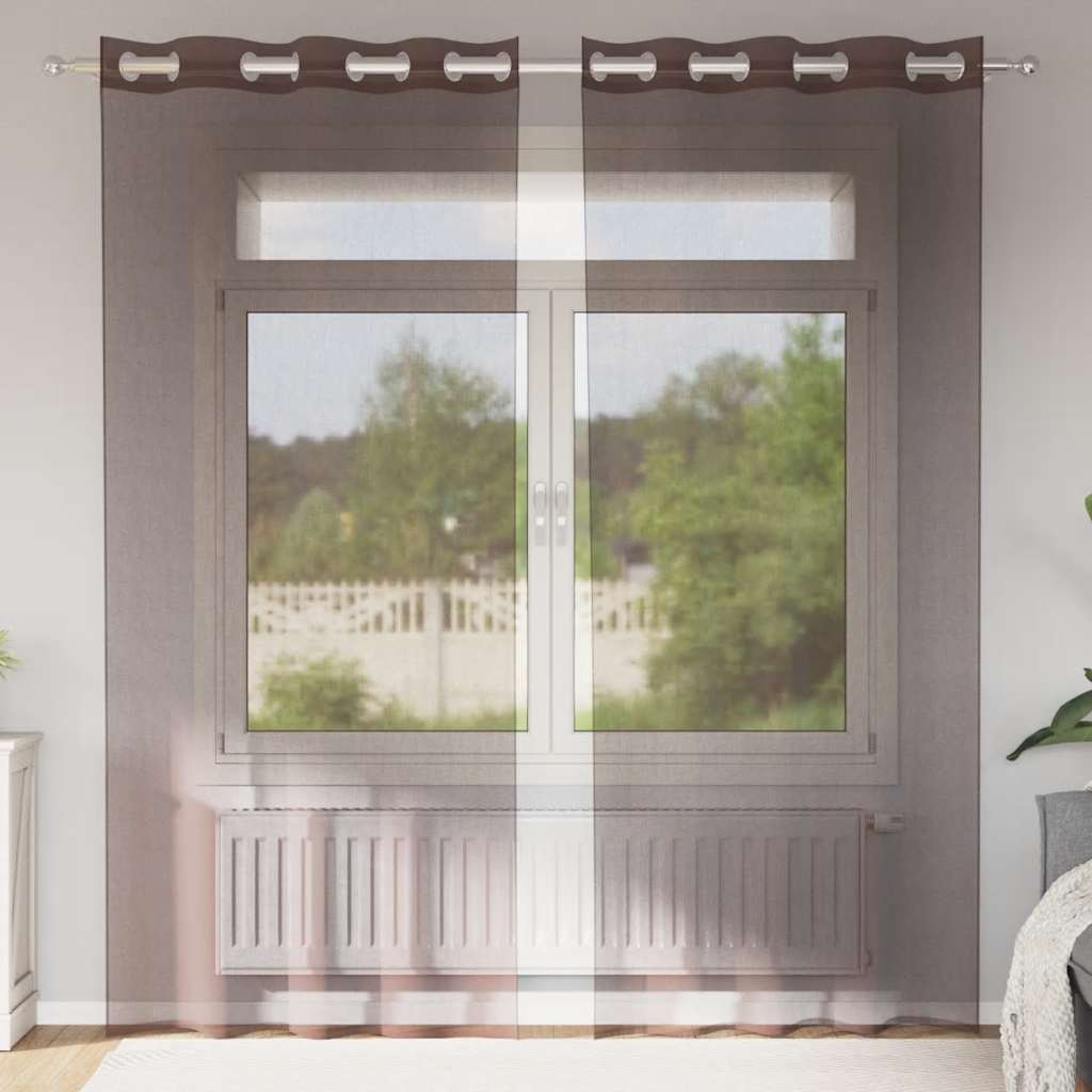 Tende Vidaxx voile con occhielli 2 pz 140x225 cm marrone